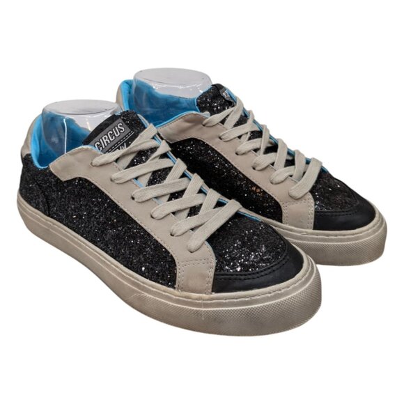 Circus Sam Edelman Tila Glitter Sneakers Womens Black Lace Up Low Top Shoes Sz 8 - Picture 5 of 11